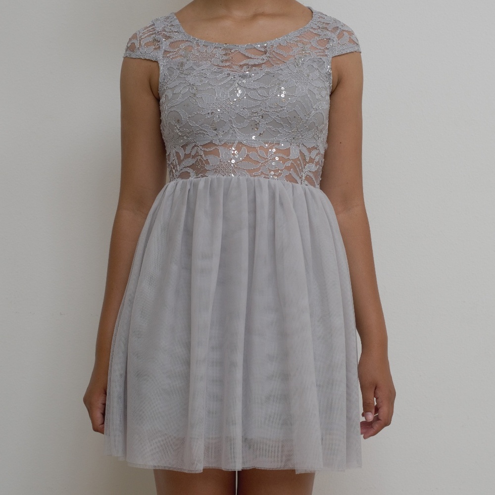 Grey Sequin Party Dress